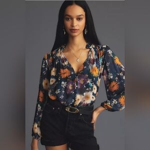 Anthropologie Floral Print Blouse - Multicolor